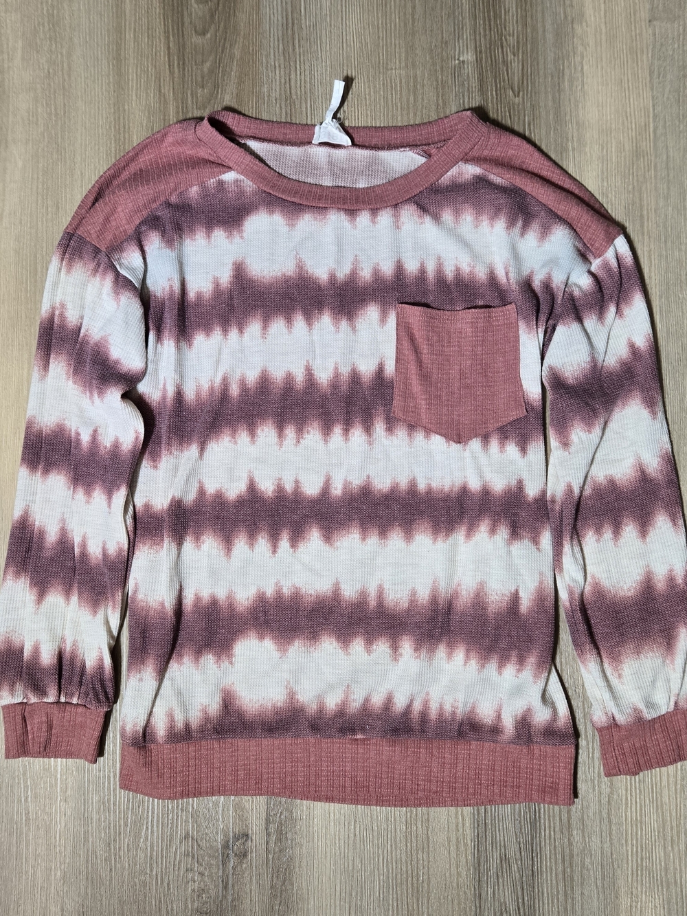 BiBi Pink and White Tie-Dye Long Sleeve Tunic